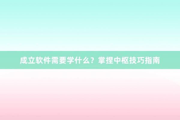 成立软件需要学什么？掌捏中枢技巧指南